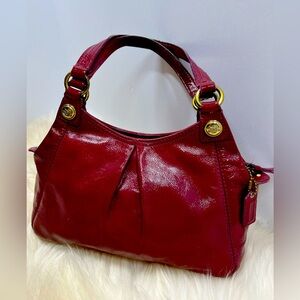 Coach Mia Patent Leather Mini Maggie Raspberry   small Hobo Bag Y2K Handbag